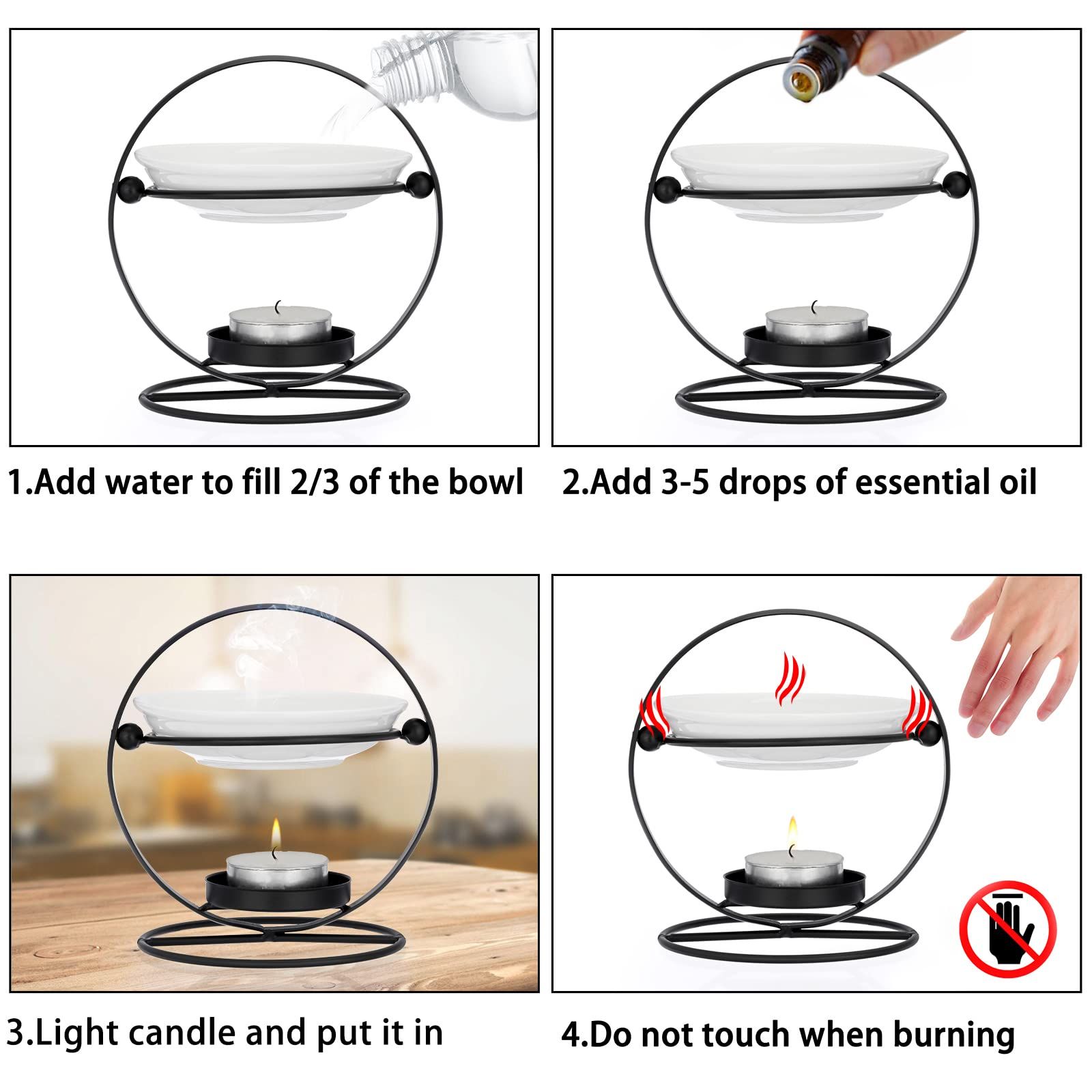 Romantic Ceramic Tealight Wax Melt Warmer, Non Elecric Essential Oil Warmer Candle Fragrance Warmer Aromatherapy Wax Candle — image 4