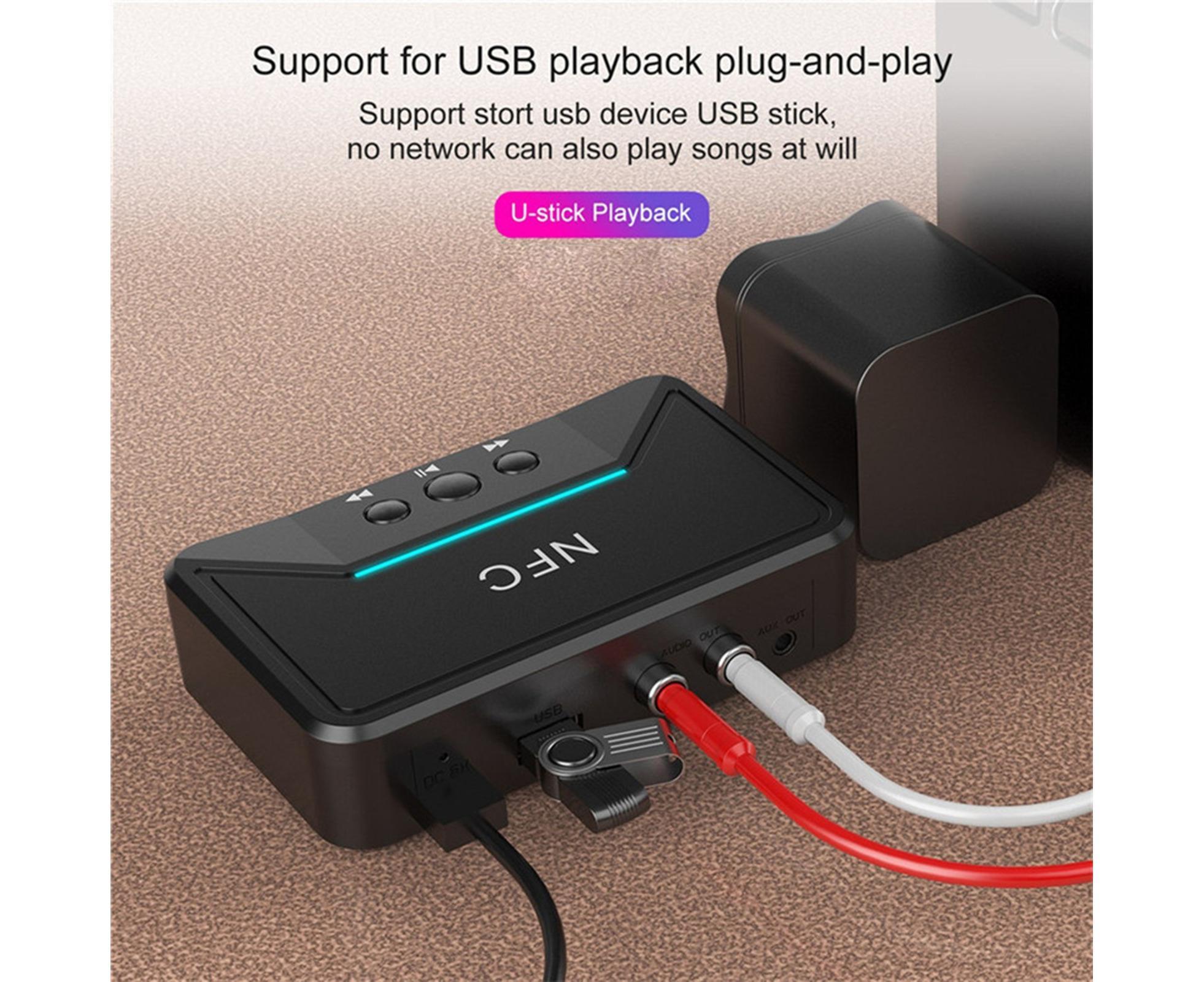 Car Wireless NFC Bluetooth-compatible 5.0 Receiver AV AUX HiFi Stereo Audio Music Adapter - Black — image 6