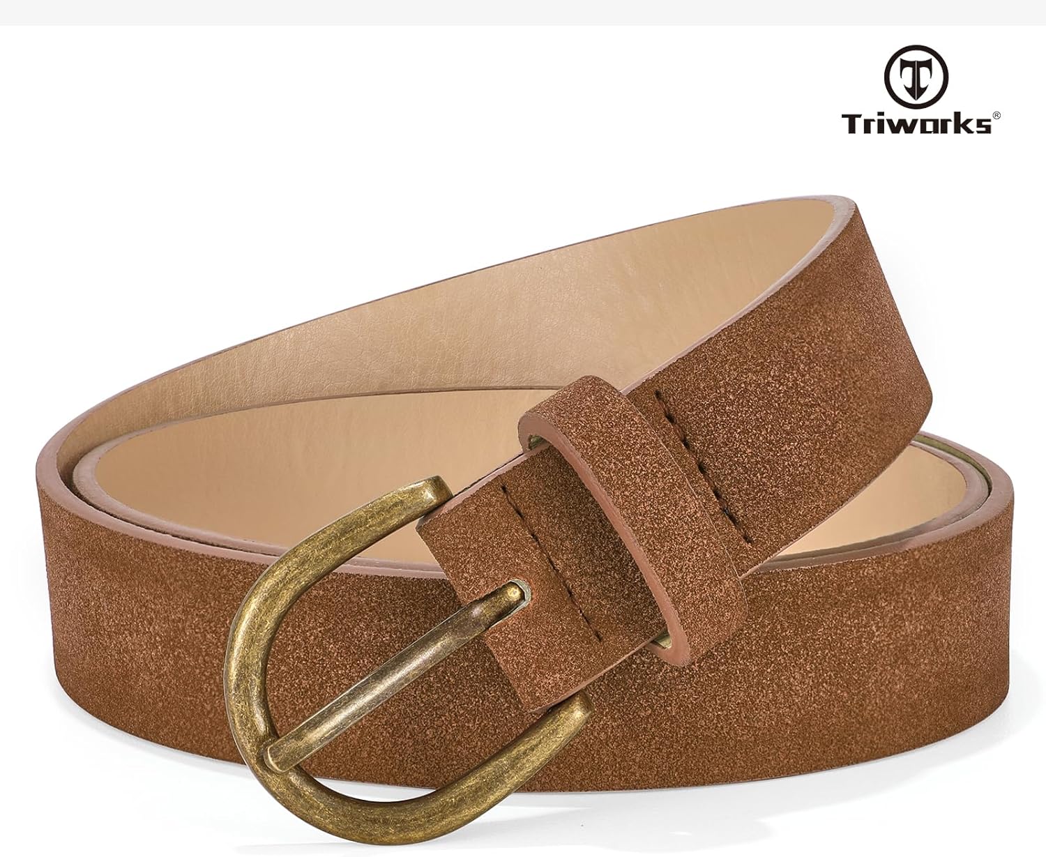Women Suede Leather Belt for Jeans Vintage Leather belt for Pants Ladies Waist Belts with Bronze Buckle — image 6