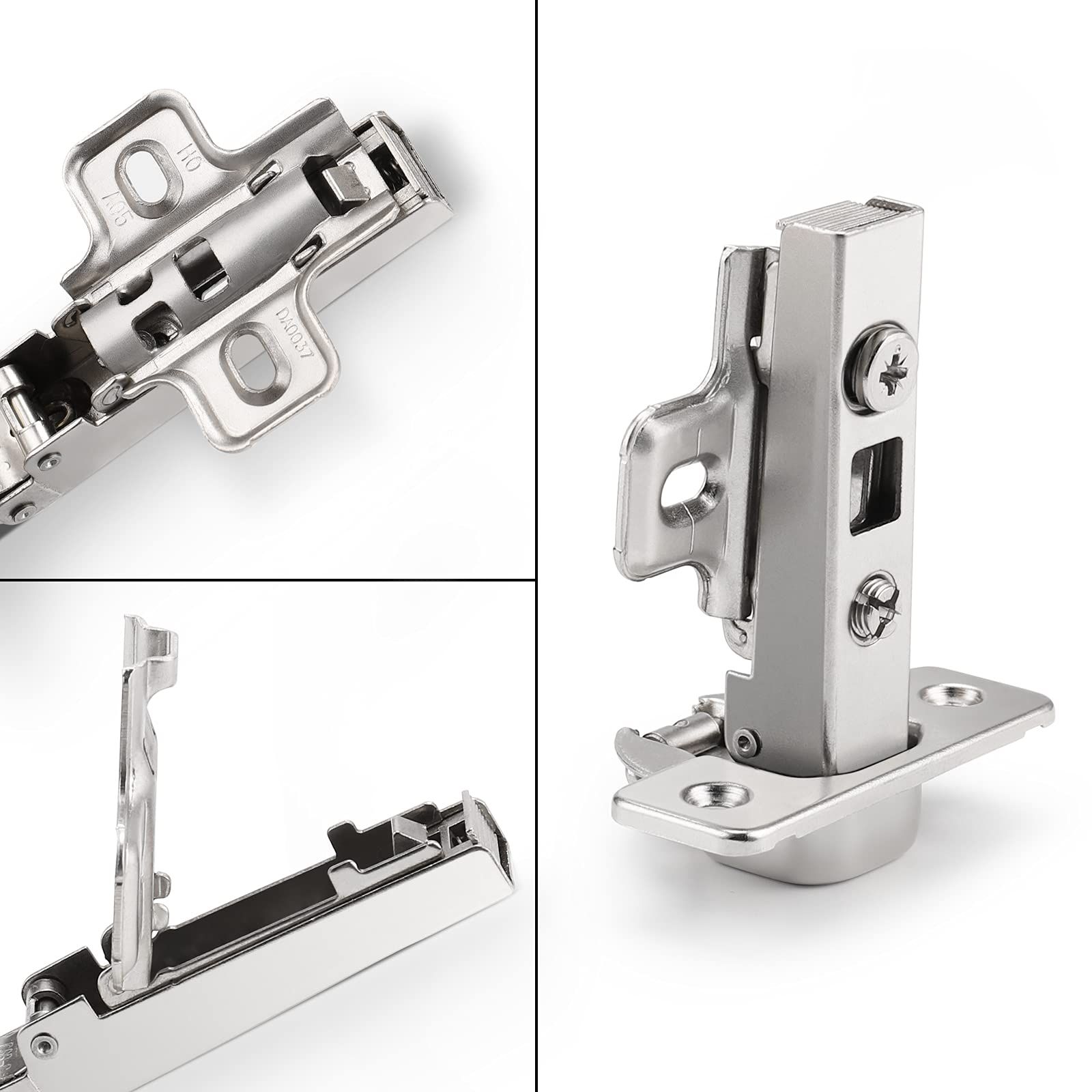 Clip On Full Overlay Frameless Furniture Cabinet Door Concealed Hinges, 1 Pair(2 Pieces) Fit for cabinet without Frame — image 3