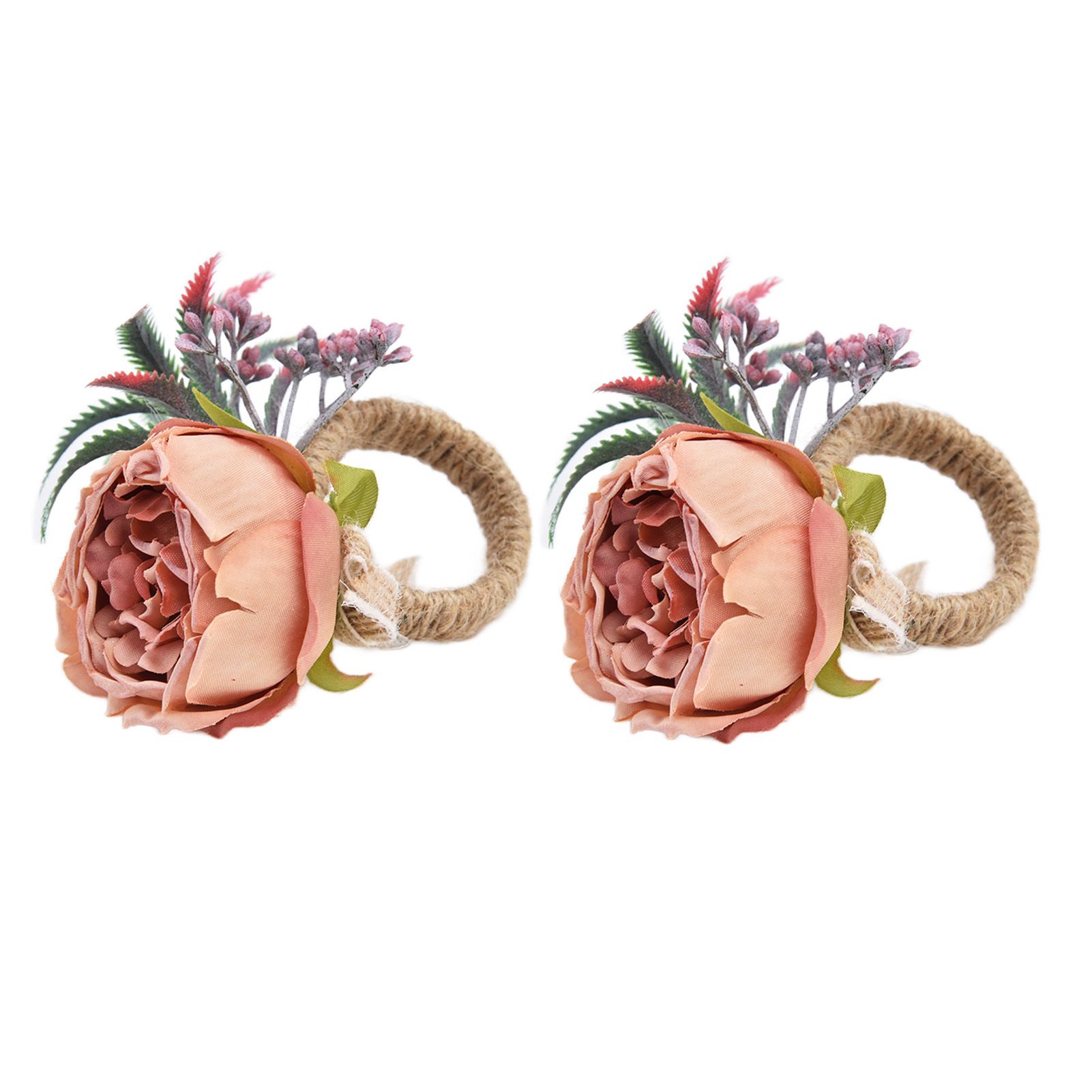 2Pcs Innovative Napkin Buckle Simulation Flower Napkin Ring Holder for Hotel RestaurantPink โ image 5