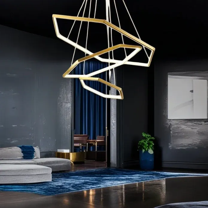 BAMDECOR AD2582/3 Modern LED Chandelier, Hexagonal Rings Ceiling Lighting Contemporary Chandeliers (3 Rings-Gold) — image 4