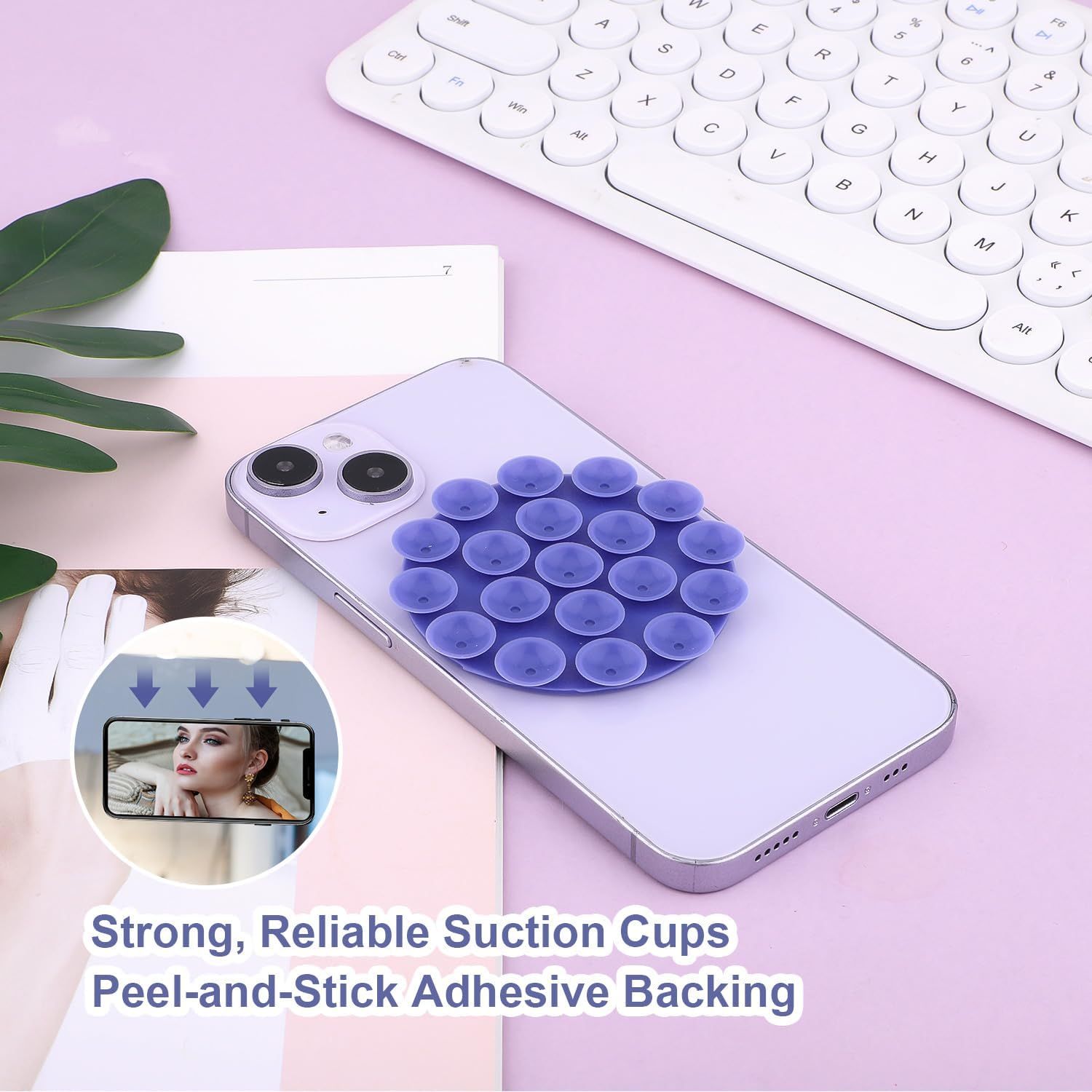 2pcs Suction Phone Case Mount, Silicone Adhesive Phone Holder Hands-Free Support Suction Phone Adhesive Mount Phone โ image 3