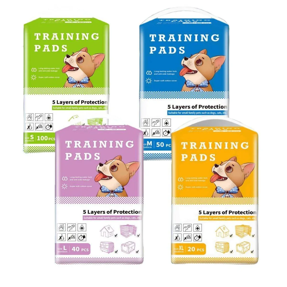 Large Puppy Dog Training Pads Pet Toilet Thickened Pee Pads Mat Indoor Absorbent - M ( 60*45cm) - 50PCS — image 3