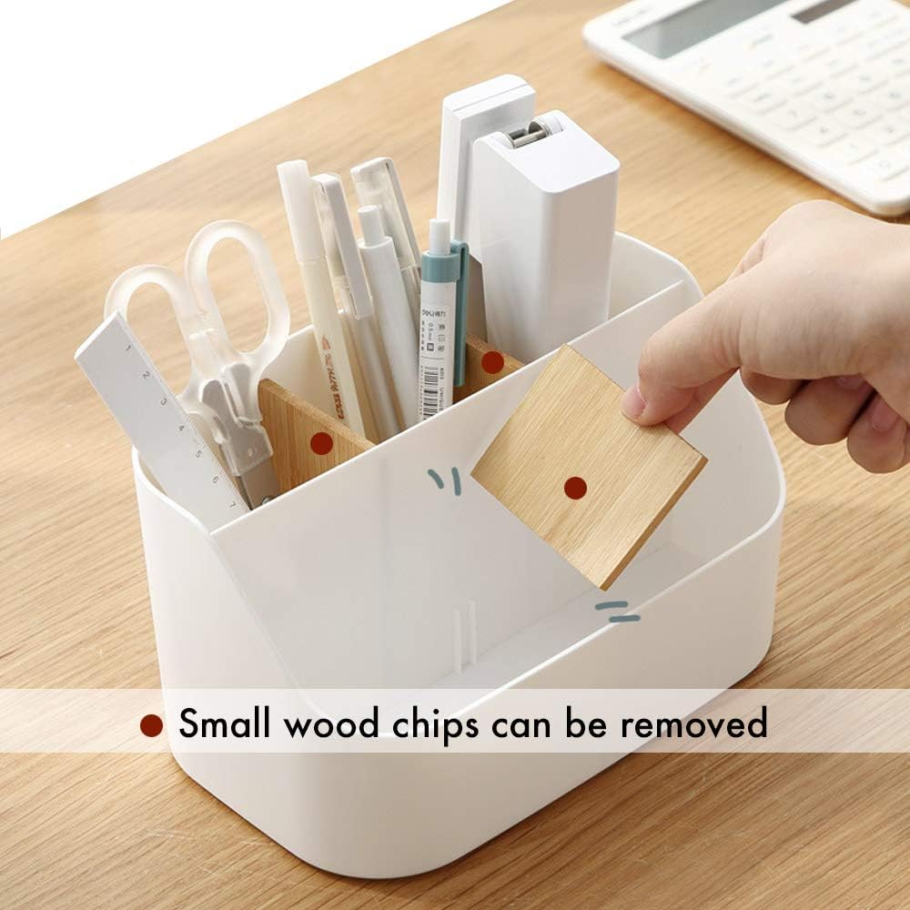 Pink Desk Organizer with Compartments Small Storage Box for Makeup Brushes Pens Pencils Remote Controls Office Accessories — image 2