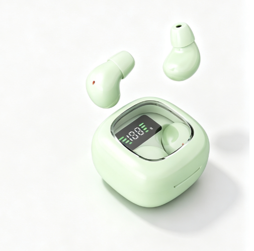 Y19 Mini Hidden Sleep Wireless Bluetooth Earbuds with LED Digital Display,green