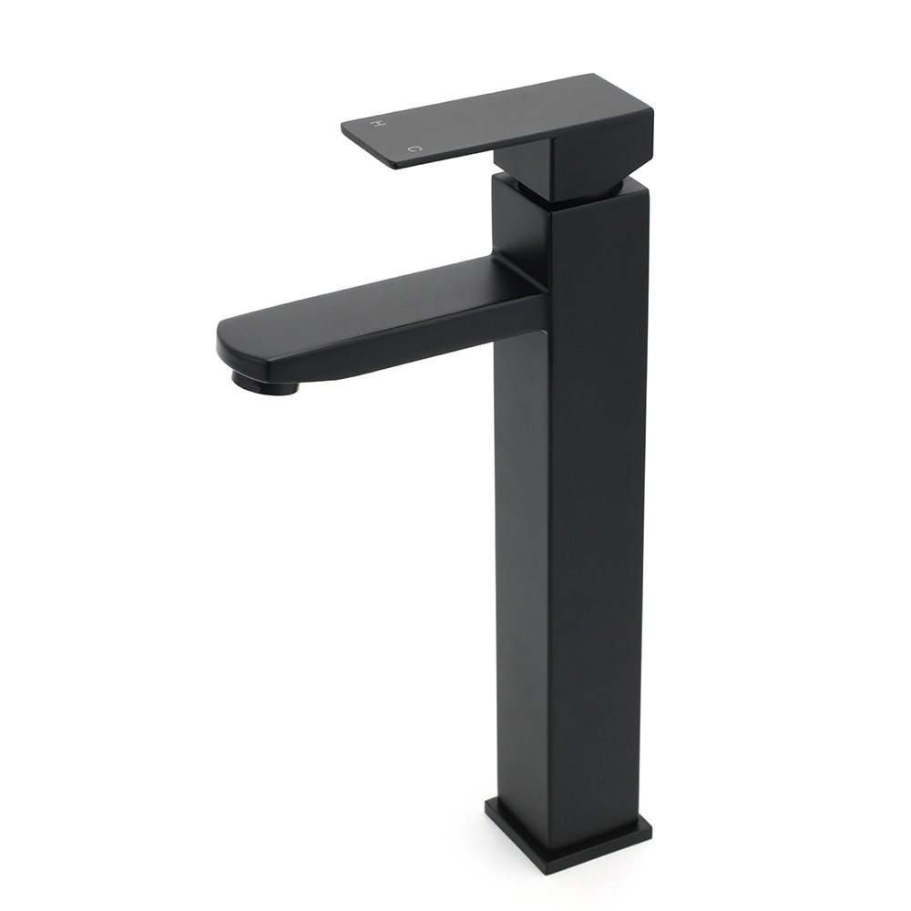 Matt Black Tall Square Basin Mixer Vanity Laundry Counter Sink Faucet Tap Outlet — image 2
