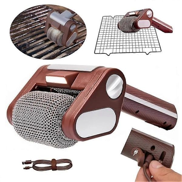 Electric Grill Brush Cleaner Cordless Rotating Brushless for Outdoor Grilling Brown — image 2