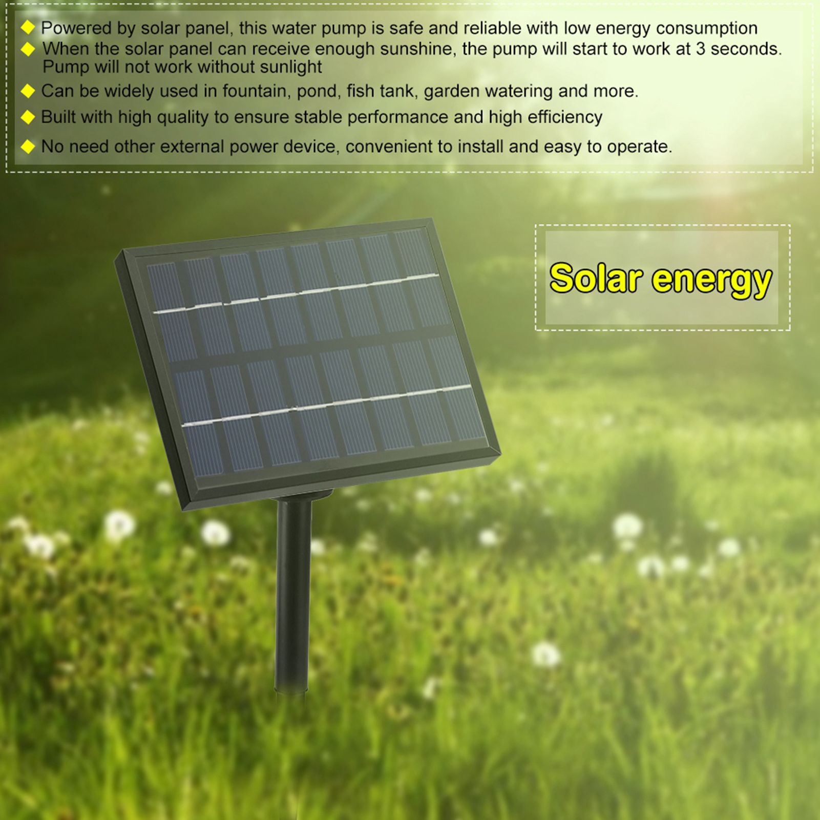 Solar Panel Powered Water Fountain Pump Fish Tank Pond Pool Home Garden Watering Kit β image 3