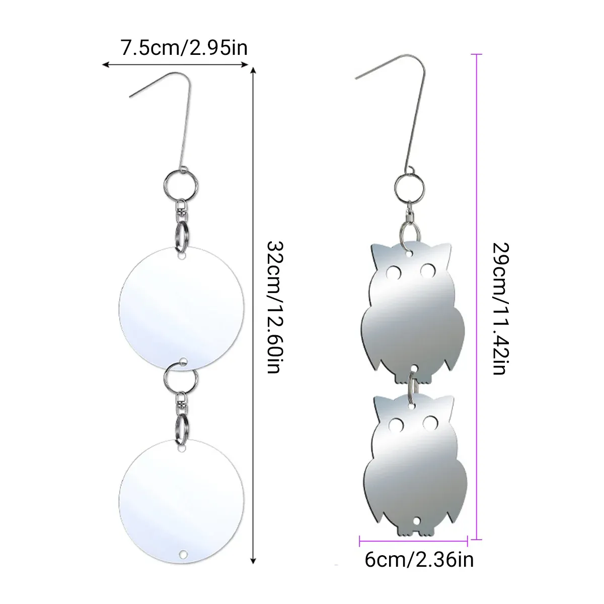 8 PCS Bird Repellent Reflector Mirror Outdoor Farm Hanging Bird Scare Device - Round Hanging — image 4