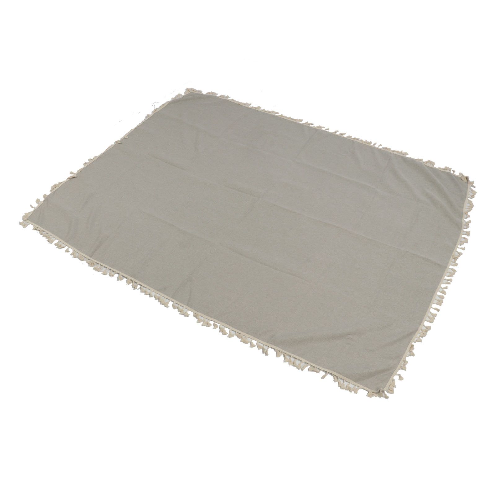 Rectangle Tablecloth Polyester Fiber Decorative Table Cover with Tassel Lace for Home Restaurant Hotel Beige Gray 140x180cm/55.1x70.9in โ image 3