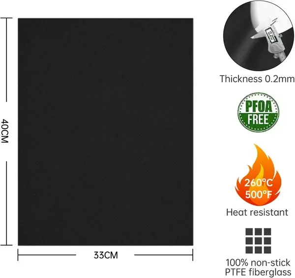 5 Pack BBQ Grill Mats, Non-Stick Reusable Teflon Sheets for Gas, Charcoal and Electric Grills or Ovens, Black, 40 x 33 cm โ image 2