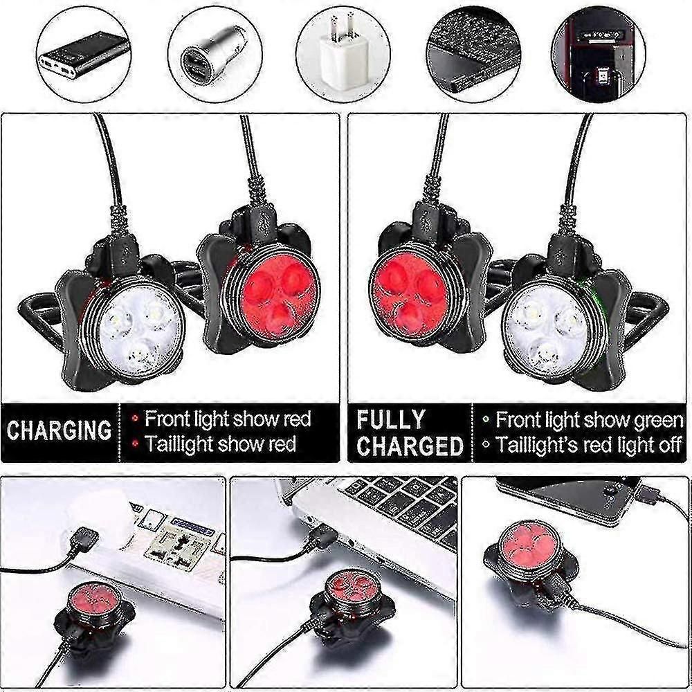 USB Rechargeable Bike Light Set - Front & Rear, 4 Modes โ image 3