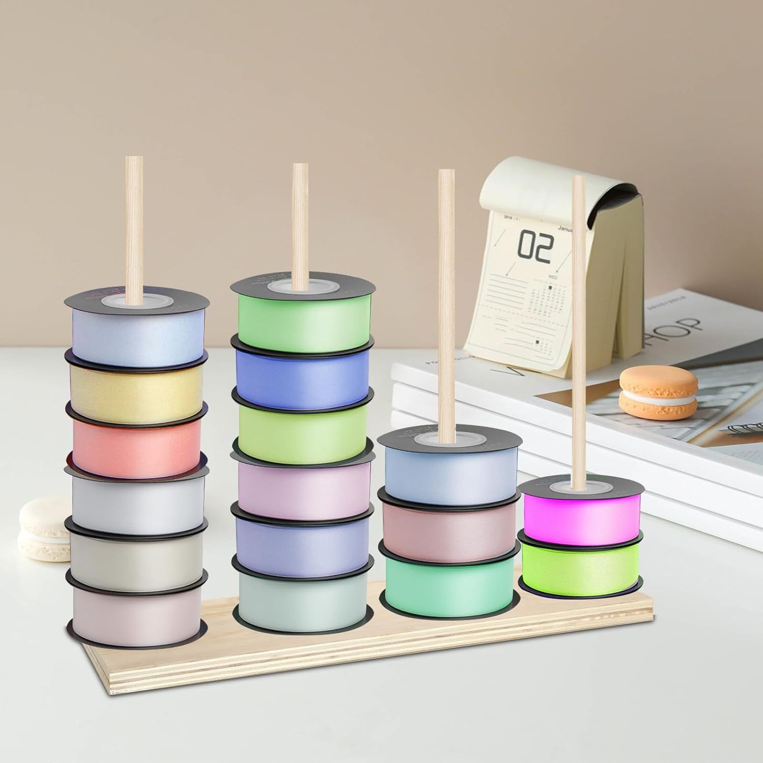 Ribbon Holder Organizer Rack, Easy to Install Ribbon Rack Ribbon Storage Organizer Ribbon Holder Bow Maker for Ribbon Wreaths — image 5