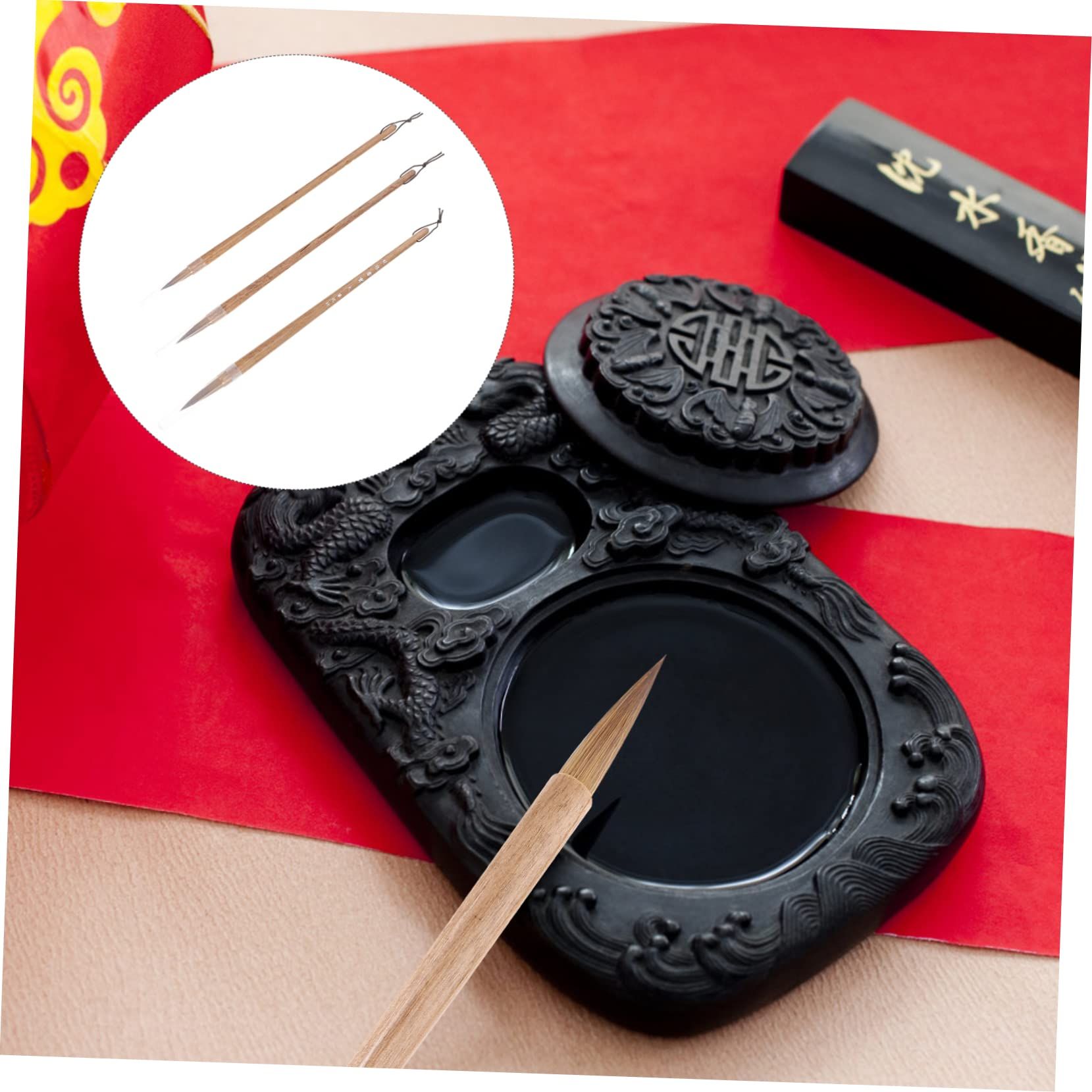 3pcs Lang Hair Brush Multipurpose Painting Brush Household Painting Brush Calligraphy Accessory Traditional Calligraphy Brush Natural โ image 4