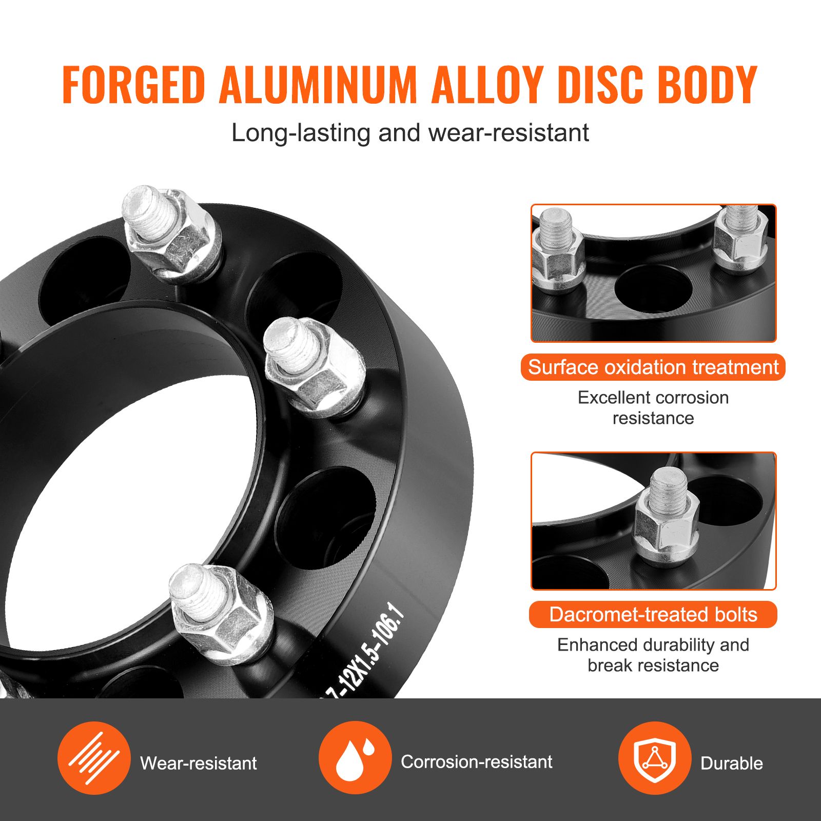 1.5" 6"x5.5" Wheel Spacers Wheel Adapters 6 Lug Forged Spacer 4 PCS Black — image 5