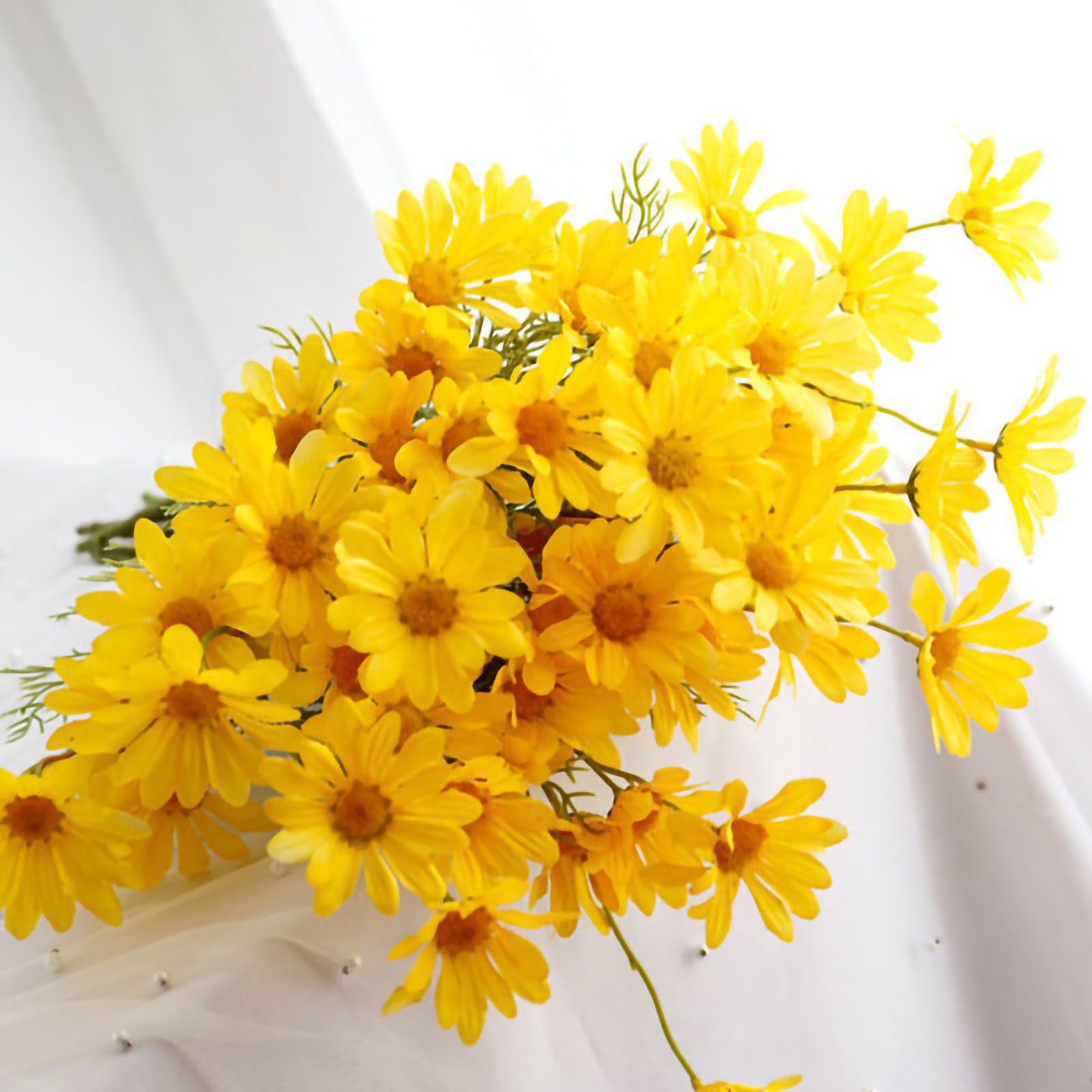 Artificial Daisy Flowers Bouquet Home Decoration for Living Room Dining Room Bedroom Office Light Yellow — image 3