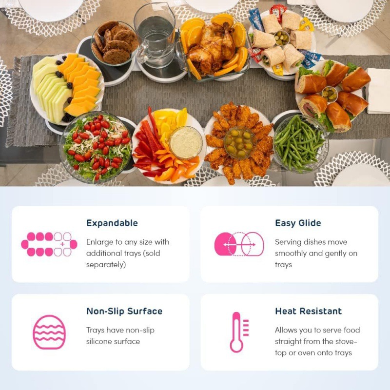White 6 discs TheLazy Susan Revolution - Portable 22cm Rotating Food Tray for Easy Sharing — image 4