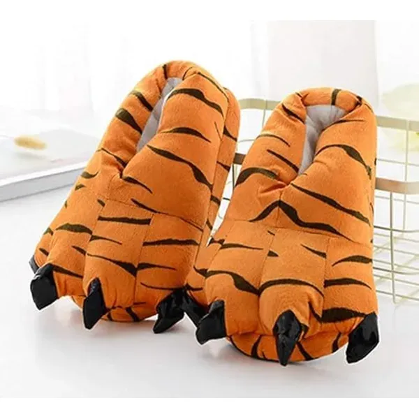 Unisex Animal Paw Clog Slippers Chicken Bird Foot Cow Tiger Giraffe Design, Soft Fleece Lined Non-Slip Sole, Size L 40-45 for Fun Halloween Party and Home Wear โ image 3