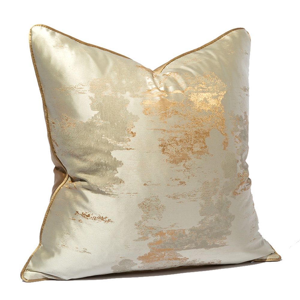 Gold Decorative Luxurious Throw Pillow Covers Jacquard Square Cushion Cases Pillowcase for Bed Sofa Couch Chair Car Home Decor (Champagne,18"x18") โ image 2