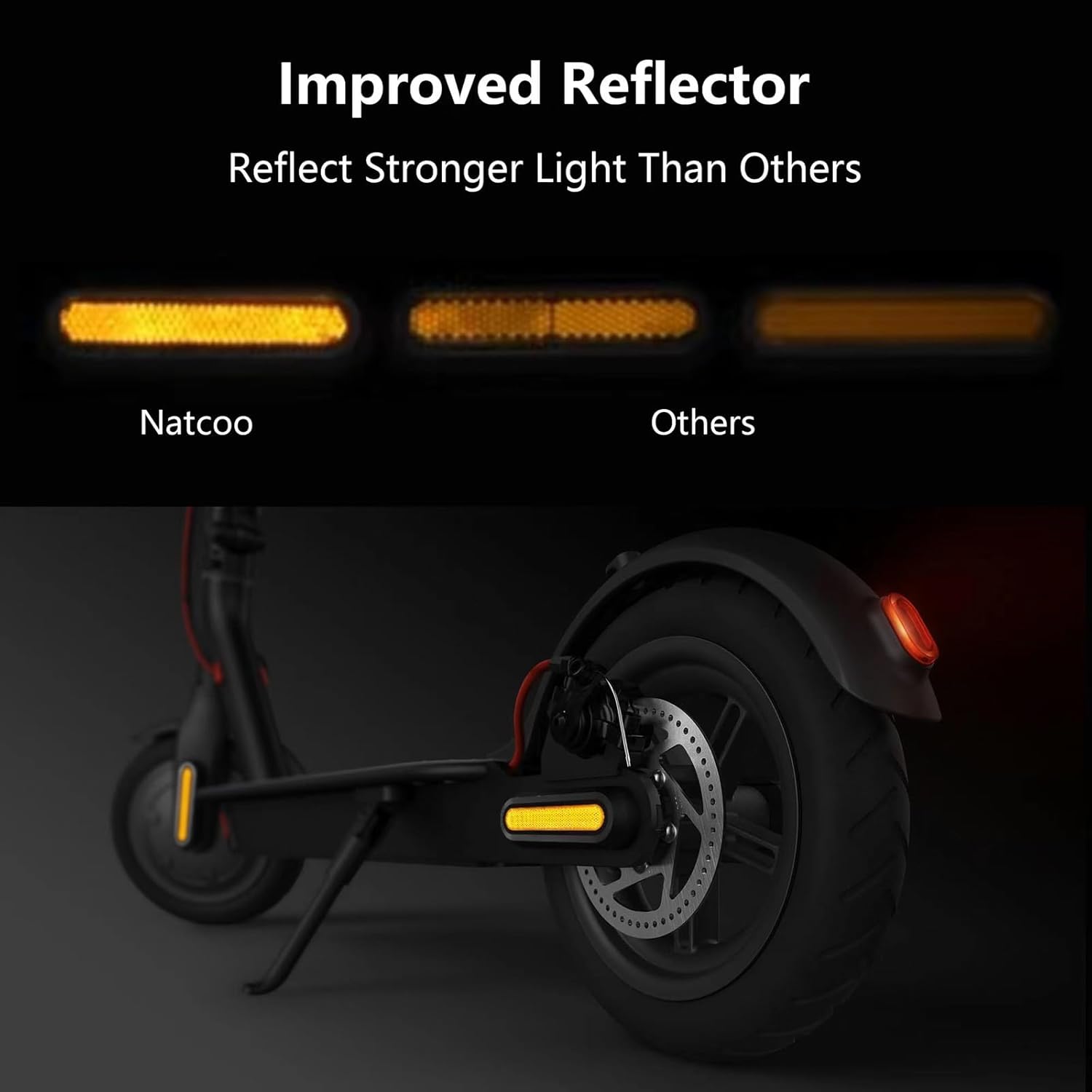 Reflective strip tire covers for Xiaomi M365, Pro, 1S, Essential, Pro2, Mi3, front and rear wheel protectors, reflective e-scooter accessories (black/orange) — image 2
