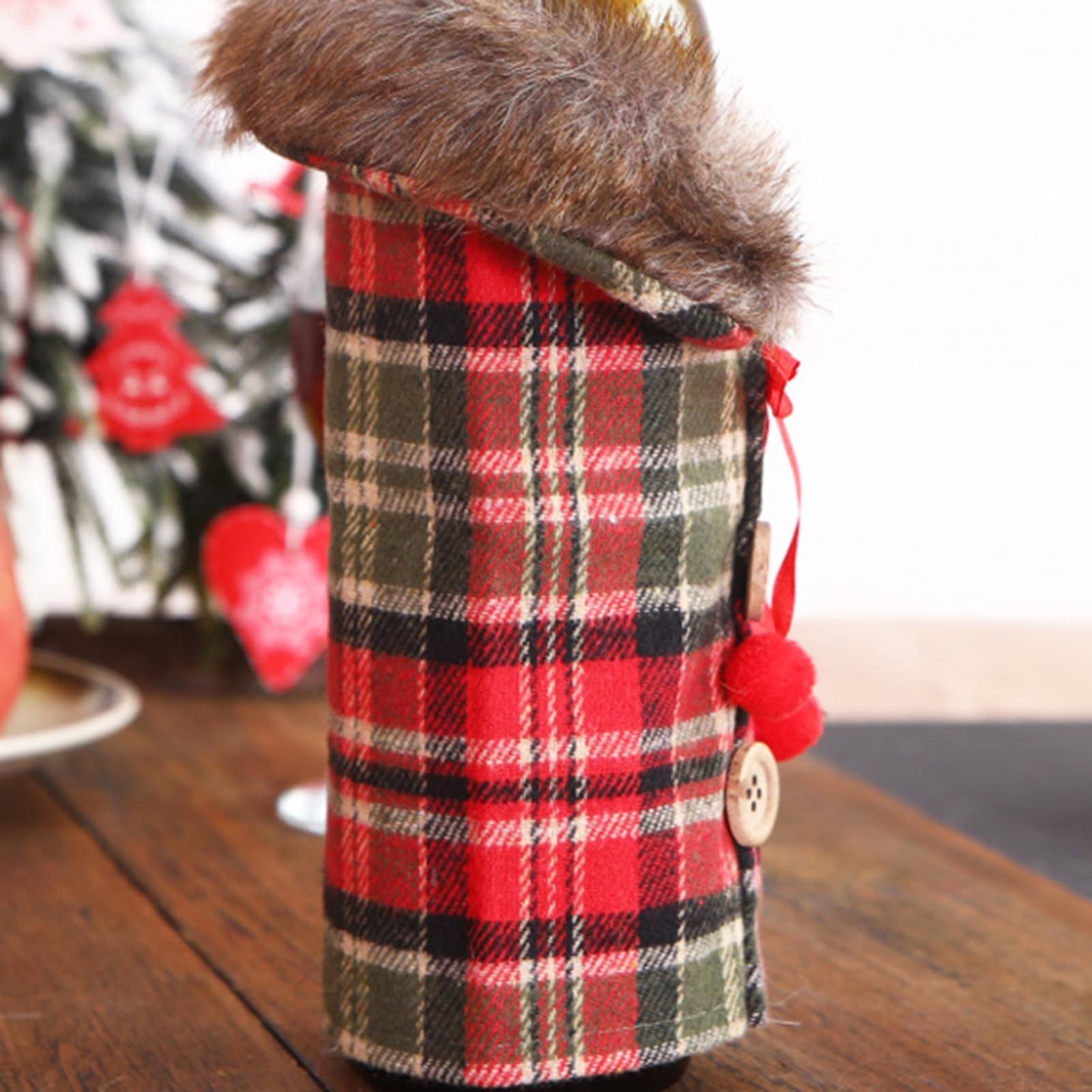 Christmas decorations, new European and American wine sets, holiday decoration props, bow, linen, fur collar, red wine โ image 3