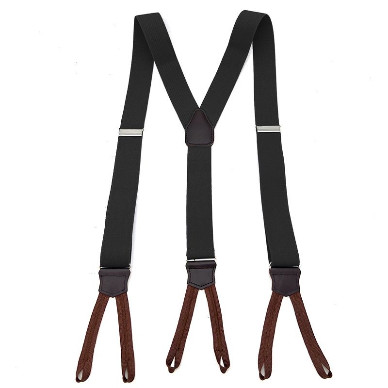 Men's Leather Elastic Suspenders 3.5cm 6 Clips Sapphire Blue โ image 2