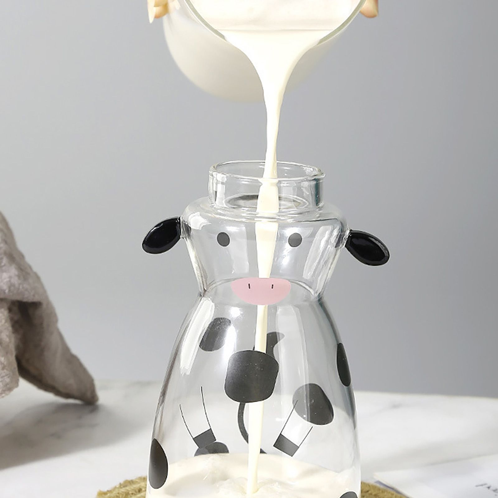 600MLCreative Glass Straw Cup Cow Shape Glass Cup with Straw — image 6