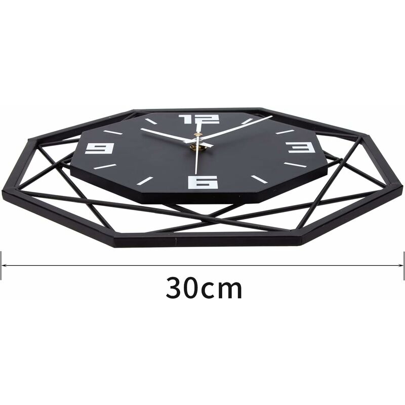 Wall Clock Wood Metal 30Cm Silent Non Ticking Wall Clock Living ROom Bedroom Kitchen Office Large Wall Clock Modern — image 4