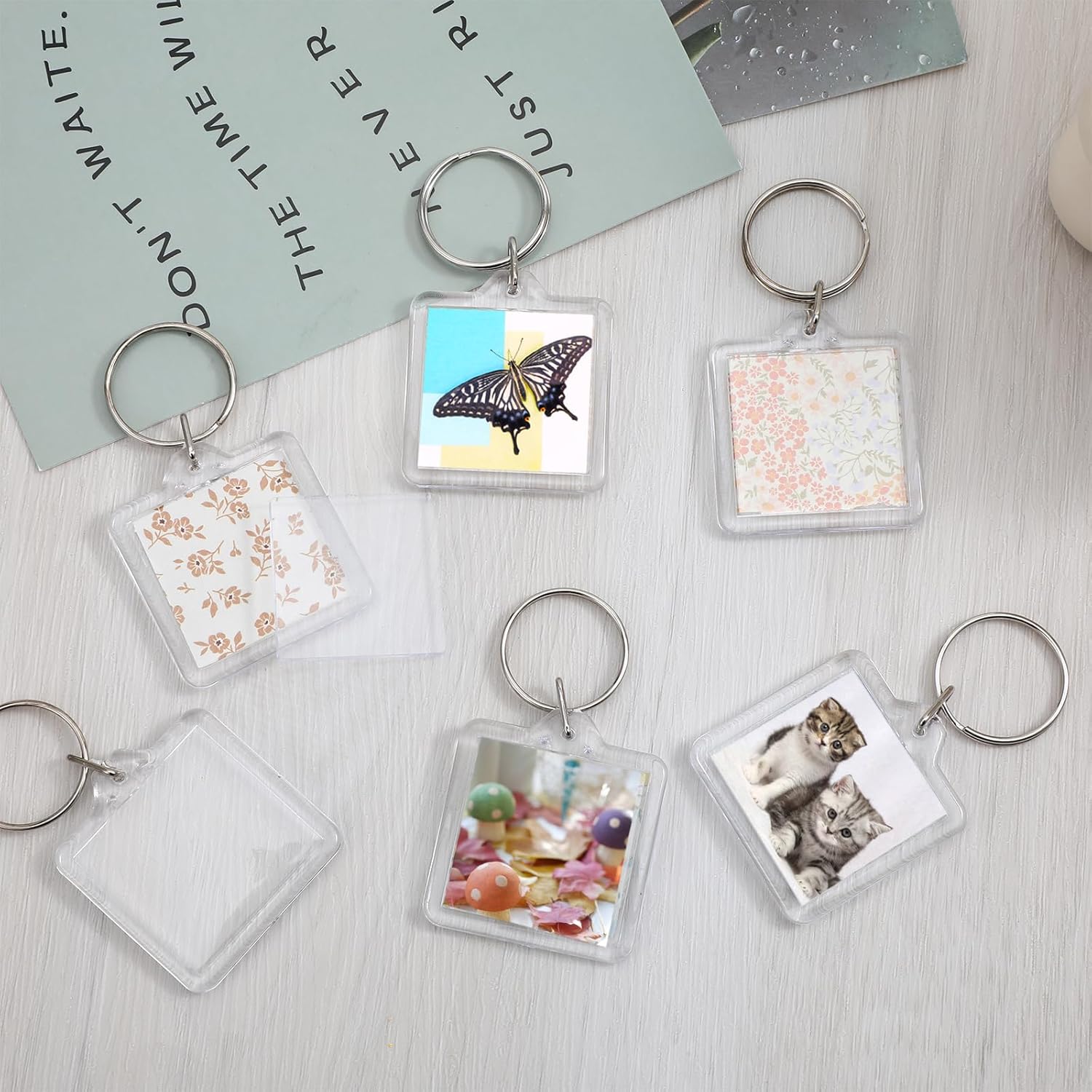 10PCS Acrylic Photo Keychain Blanks,Clear Blank Keychains Picture Frame Keychain Holder DIY Set for Bags Car Purses — image 6