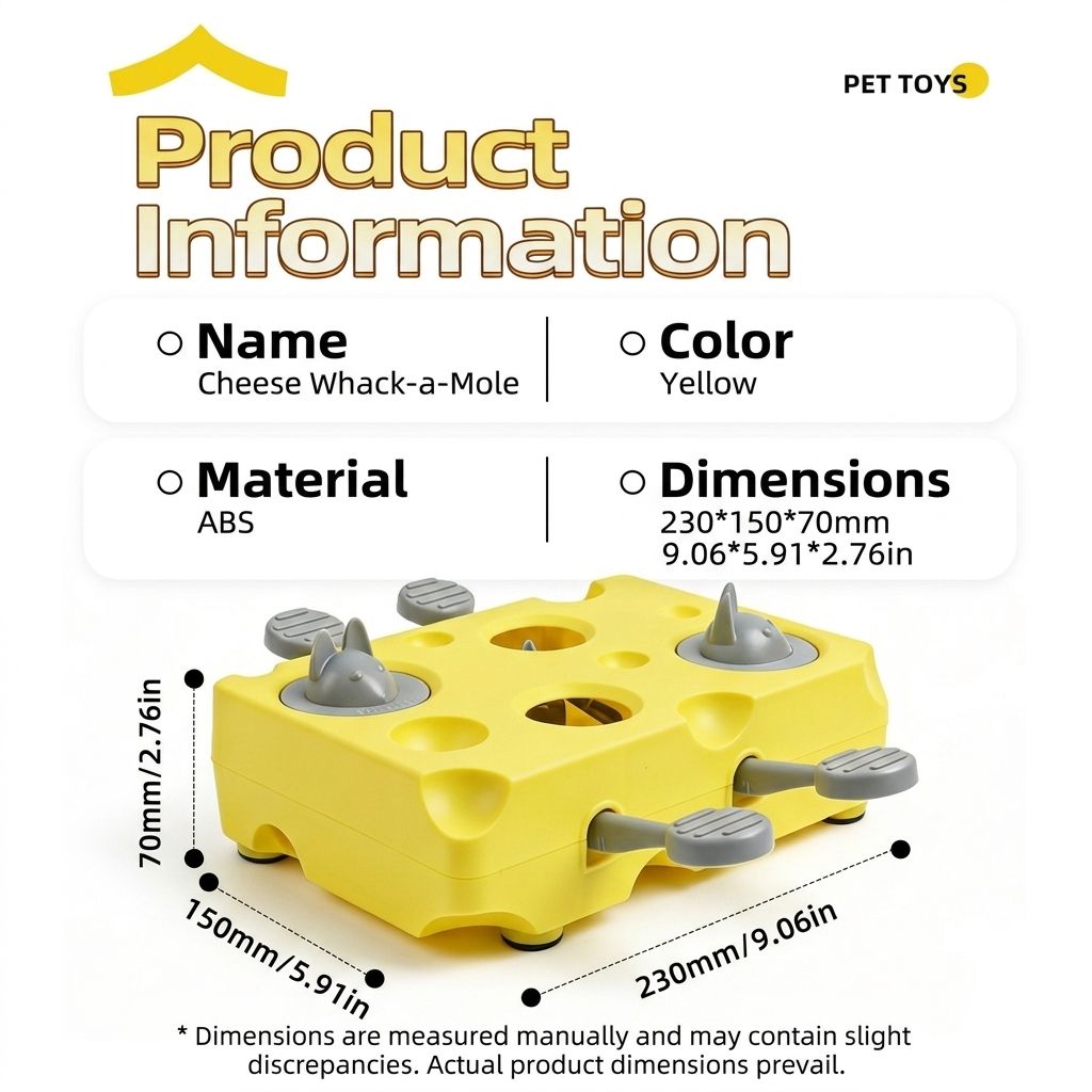 Interactive Cheese Whack-a-Mole Puzzle Toy for Cats and Dogs – Treat Dispensing Snack Feeder, Brain Training Enrichment Game, and Fun Pet-owner Bonding — image 2