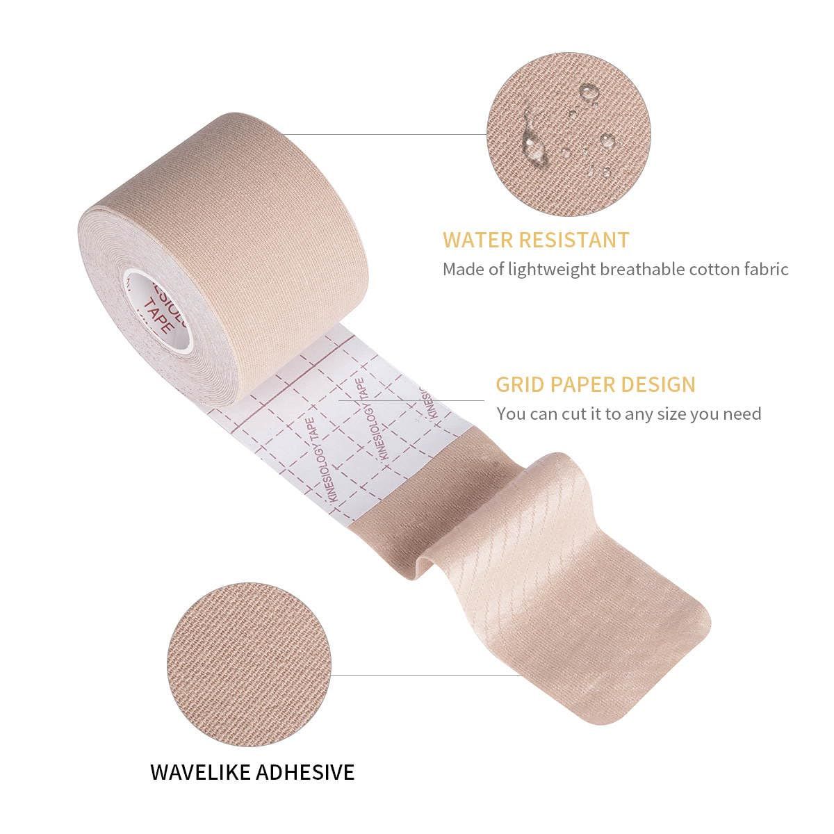 Kinesiology Baseball Recovery Tape 5cm wide x 5m long (uncut) for shoulder, knees, joints - skin color (beige) โ image 4