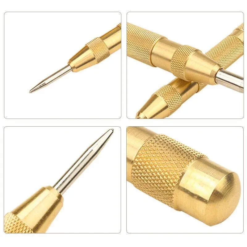 130mm Spring Loaded Centre Punch Automatic Brass Marking Tool Heavy Duty - Black — image 5