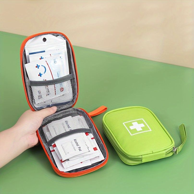 Small Portable Oxford Cloth Medicine Storage Bag, Solid Color Square Outdoor Pouch for Organizing Medications Green — image 5