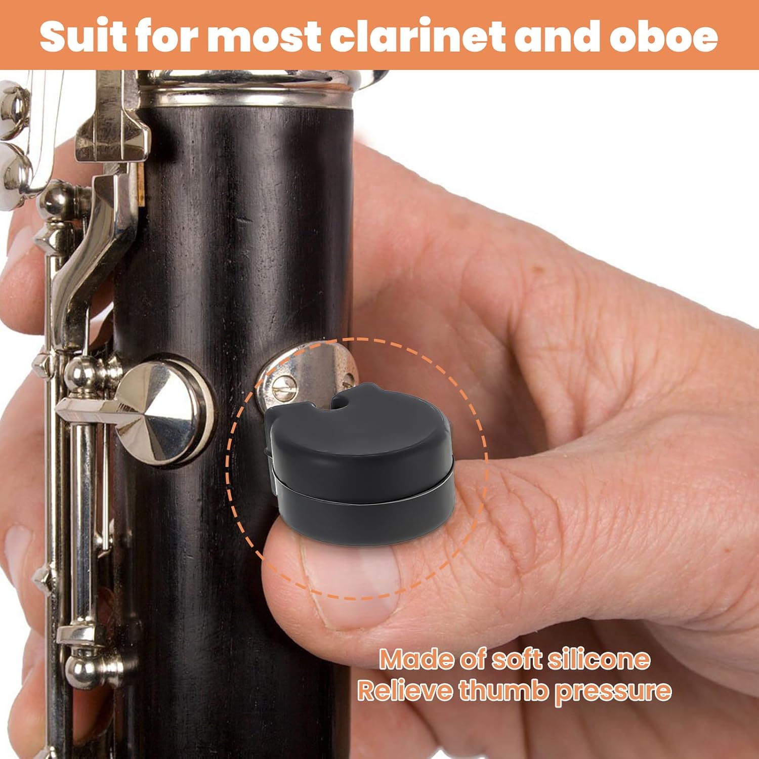 5PCS Clarinet Thumb Rest Cushion Soft Silicone Clarinets Oboe Thumb Rest Cushion Protector Thumbs Protector Fit for Most Clarinet — image 2