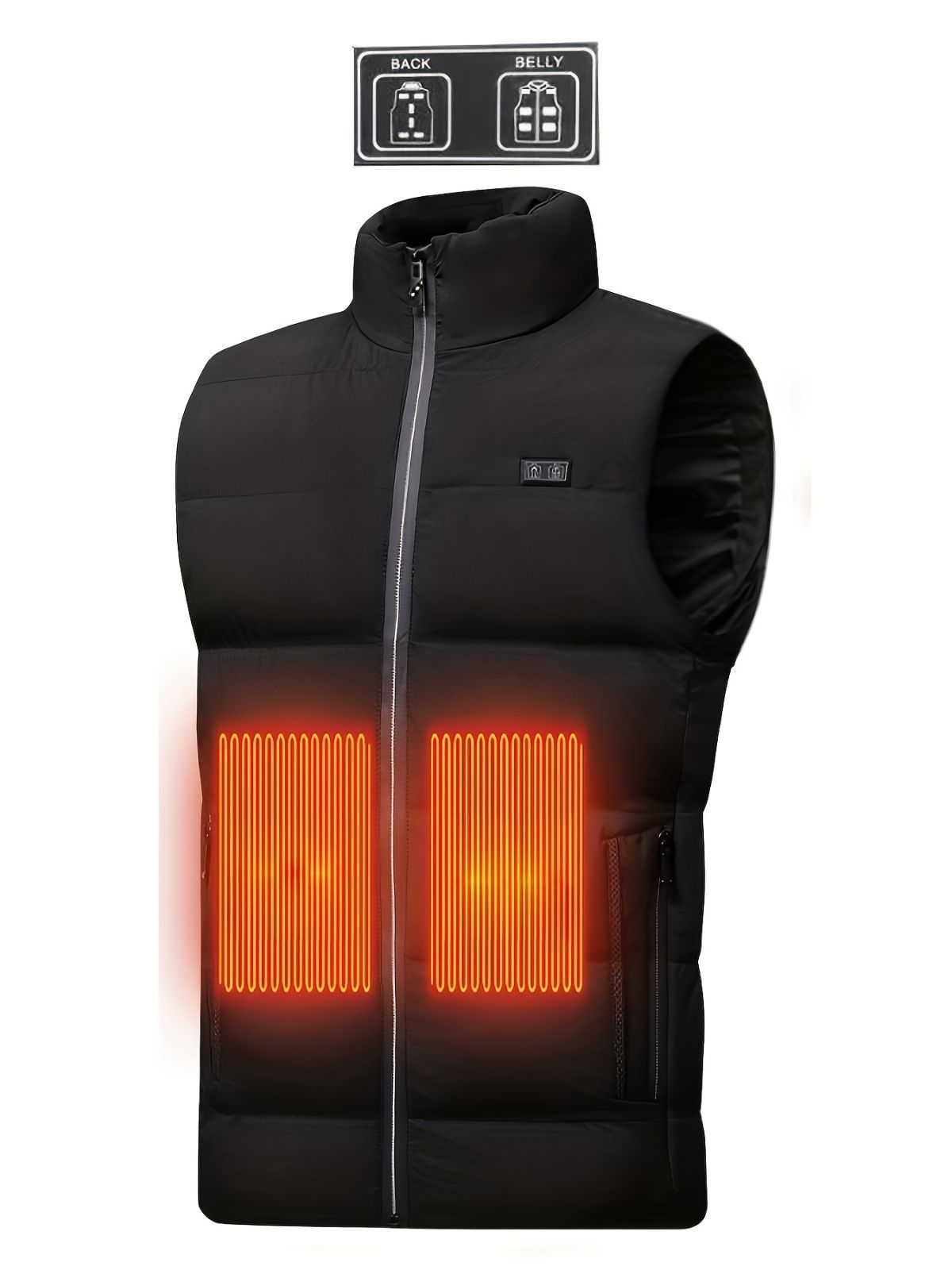 Men'S Heated Vest Electric Heating Gilet Winter Vest Smart Temperature Control - Black - Size 2XL — image 5