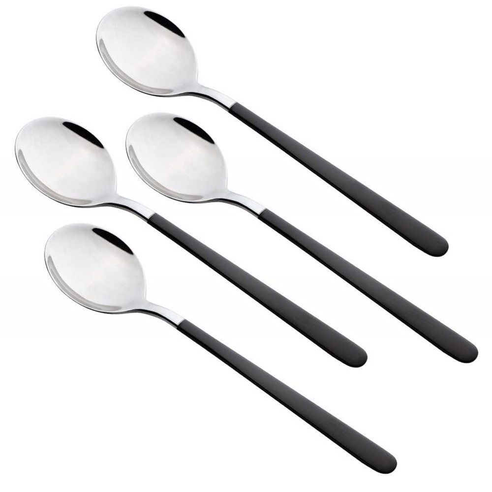 4-Piece Stainless Steel Dinner Spoons with Round Edge, Comfort Long Handle Table Spoon, Mirror Polished Flatware Utensils Dishwasher Safe