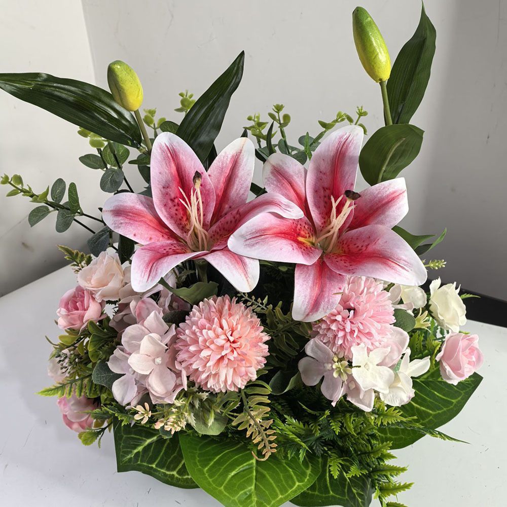 Artificial Flower Arrangement Fake Lilies And Roses Home Decor Accents Garden - Multi-color - Size 41