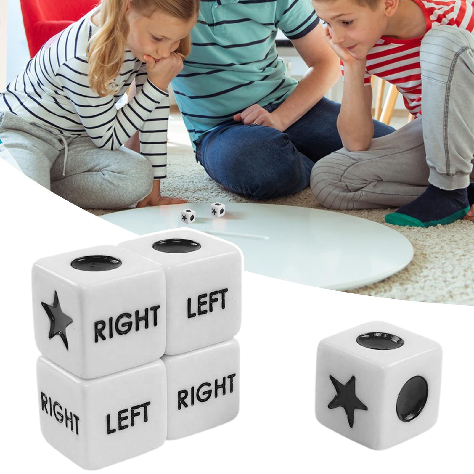 5Pcs Left Right Center Dice Six Sided 16mm Standard Size Acrylic Dice Easy to Grip Game Dice Games Standard Dice 16mm — image 3