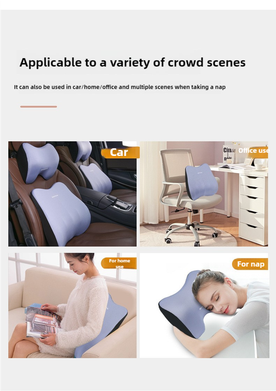 Black Memory Foam Car Seat Neck and Lumbar Support Set – Ergonomic Cushion for Office, Home, and Driving — image 5