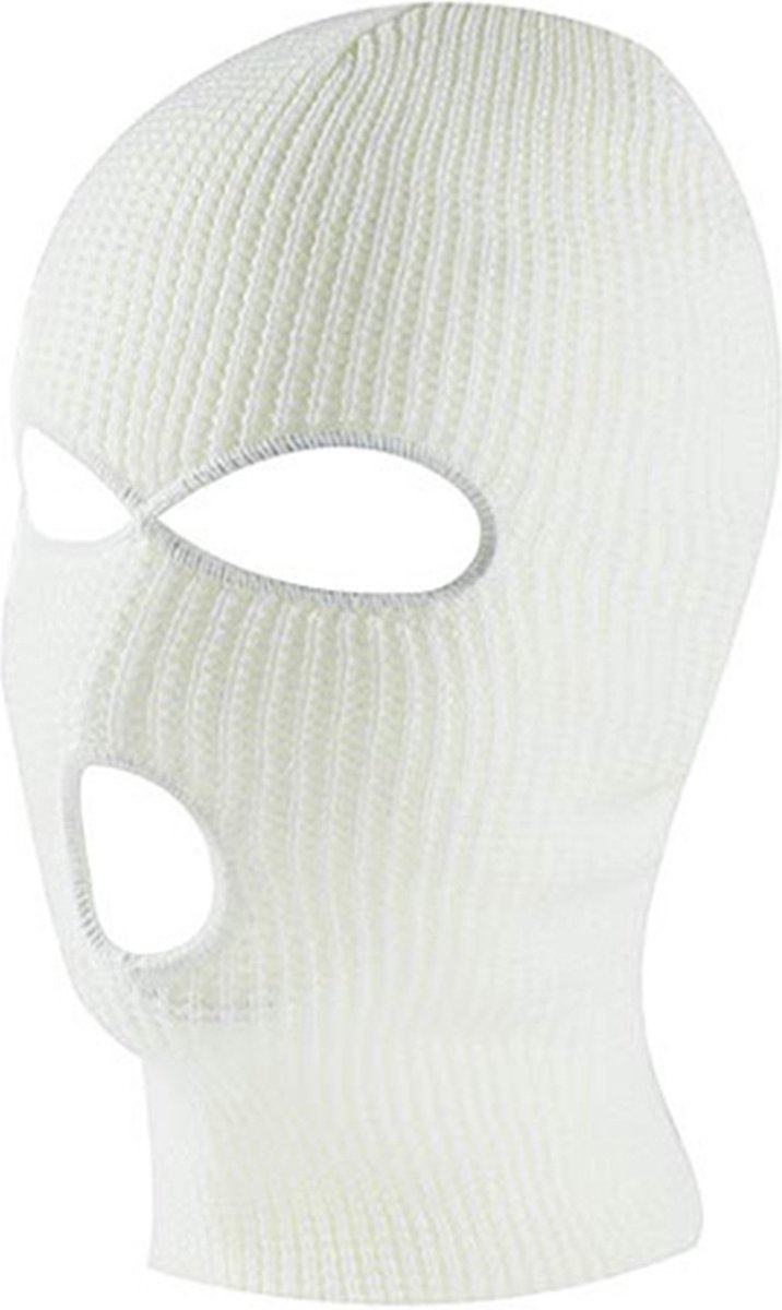 Three-Hole Balaclava | Facemask | Ski Hat | Bivouac | Winter Sports | Motorcycle/Skipper/Cycling Hat | Universal / One Size | White