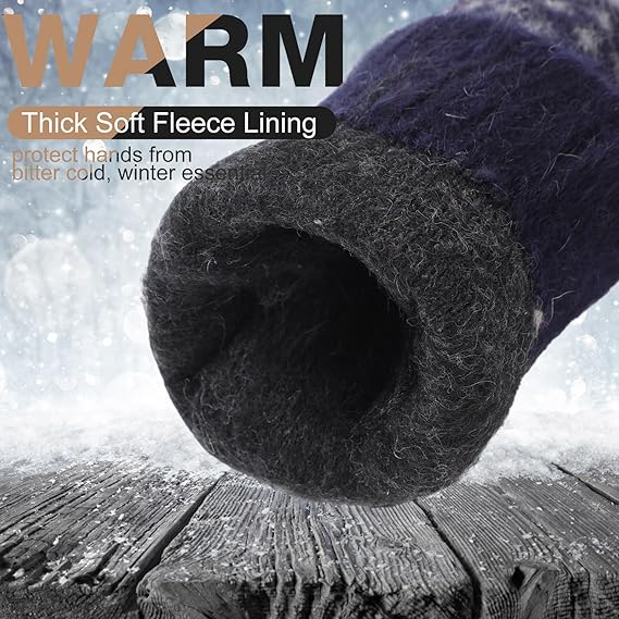 Pack of 3 pairs - Warm winter gloves for women - Extra thick - Knitted imitation - Suitable for cold winter weather (style D) — image 4