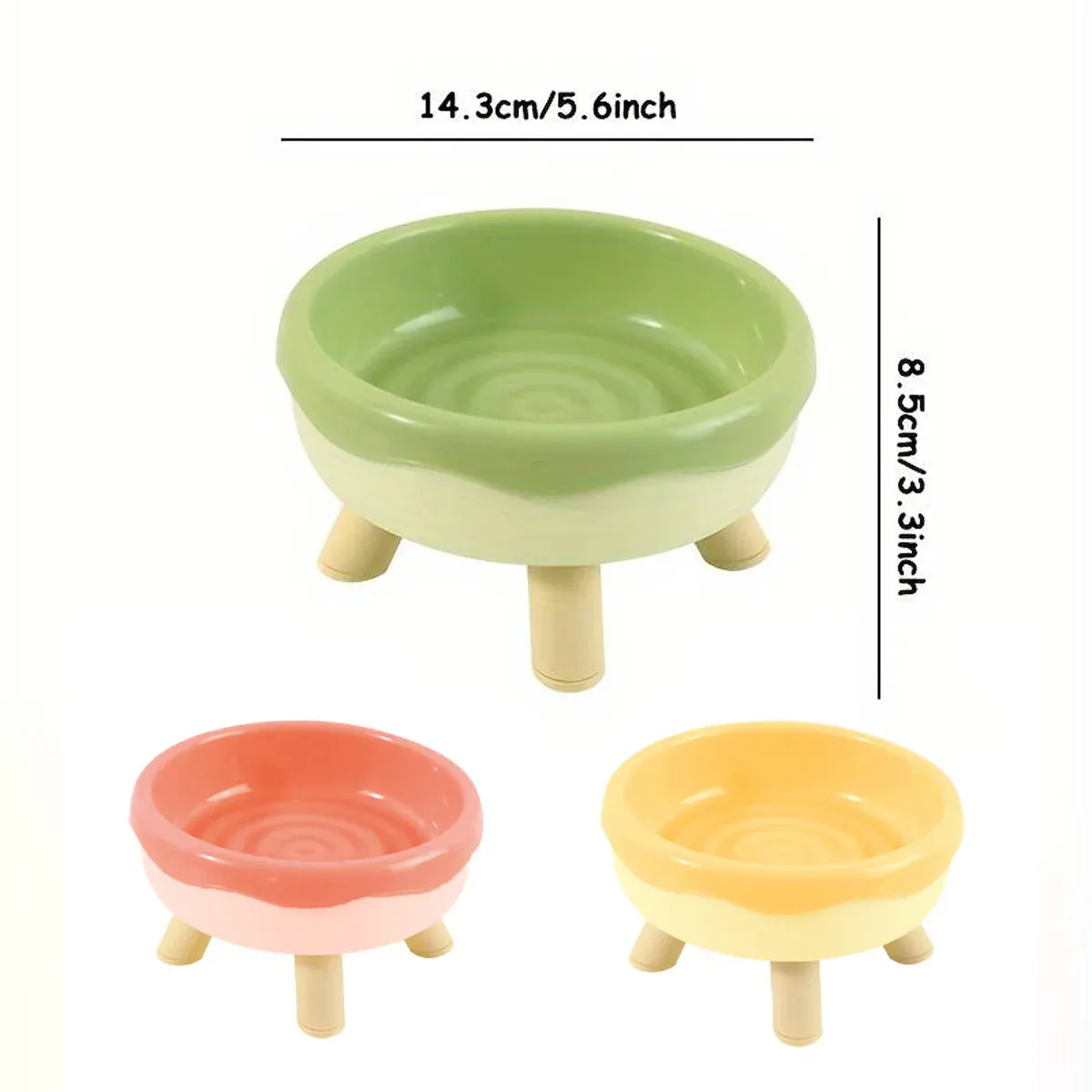 Cat Food Water Bowl Non Slip Raised Pet Feeding Dish Elevated Feeder Cats - Pink โ image 4