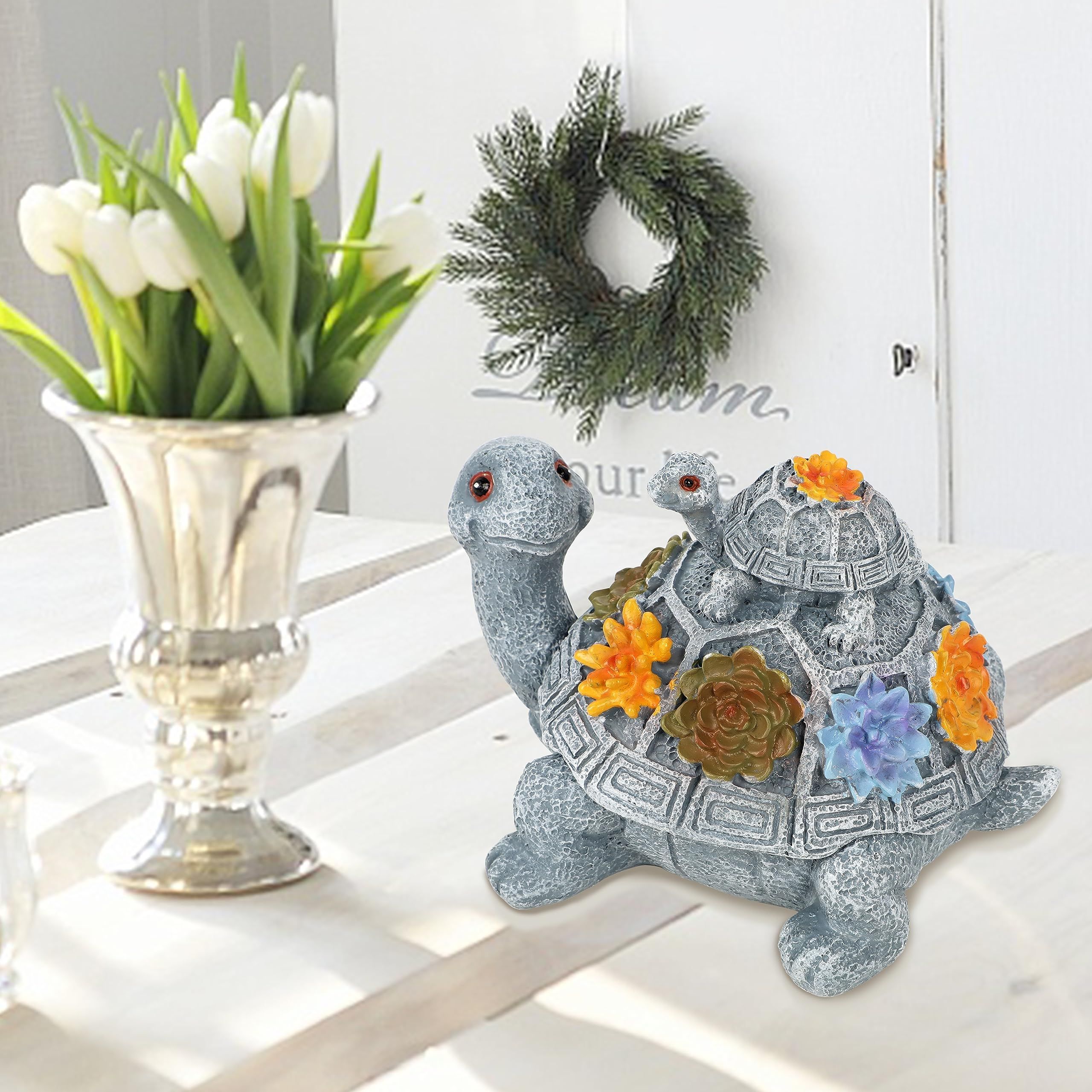 Turtle Garden Statue, Resin Turtle Figurine Garden Lawn Ornaments with Lid for Outdoor Office Yard Garden Decorations — image 2