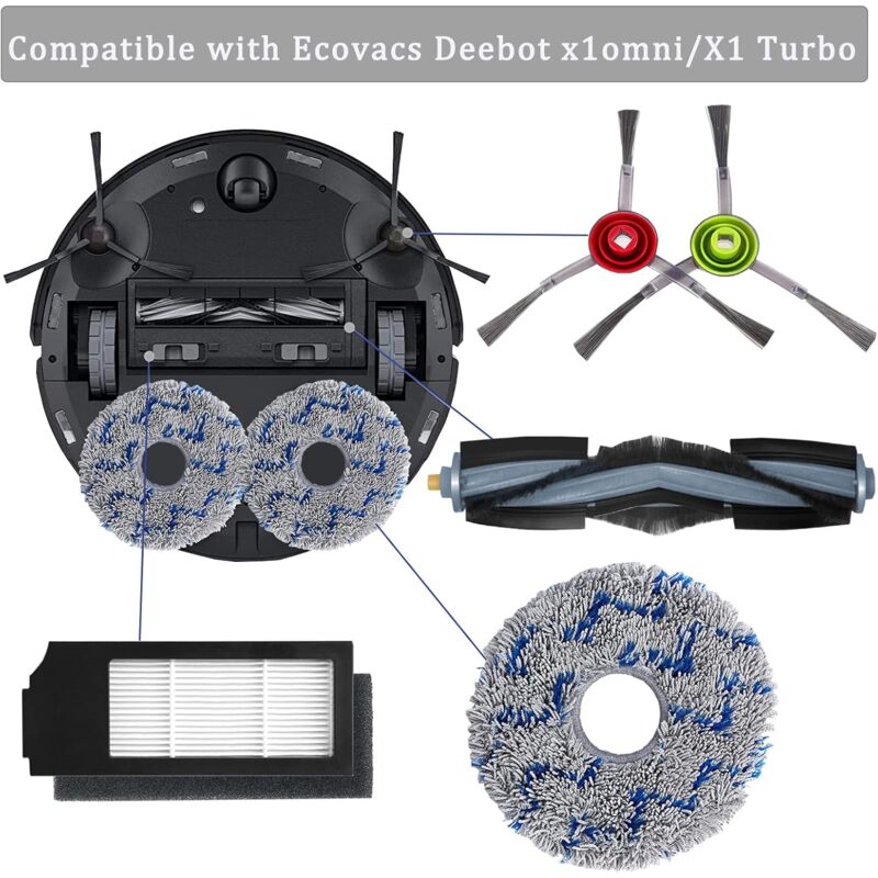 Ecovacs Filter Brush Cloth Replacement Accessory Kit 15 Pieces Compatible with DEEBOT T20 T10 × 1 Omni Turbo Plus Robot Vacuum Cleaner — image 5