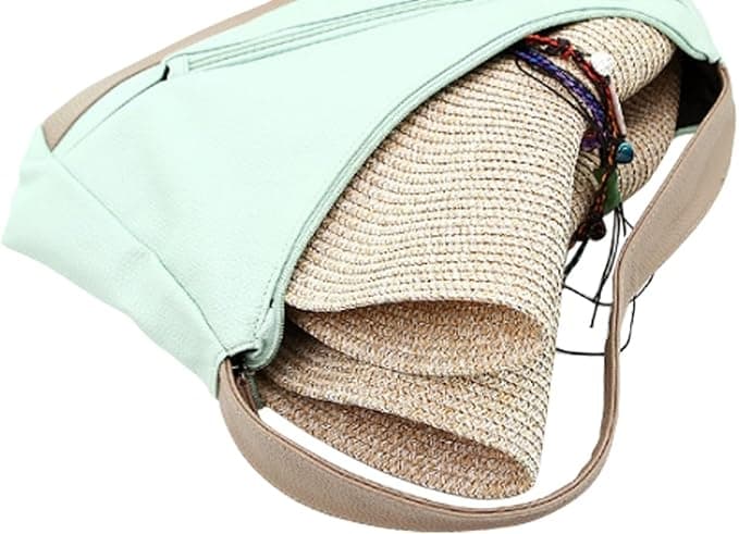 Women's Wide Brim Straw Hat UPF50+ Sun Protection Foldable Beach Hat for Summer, Beige — image 4
