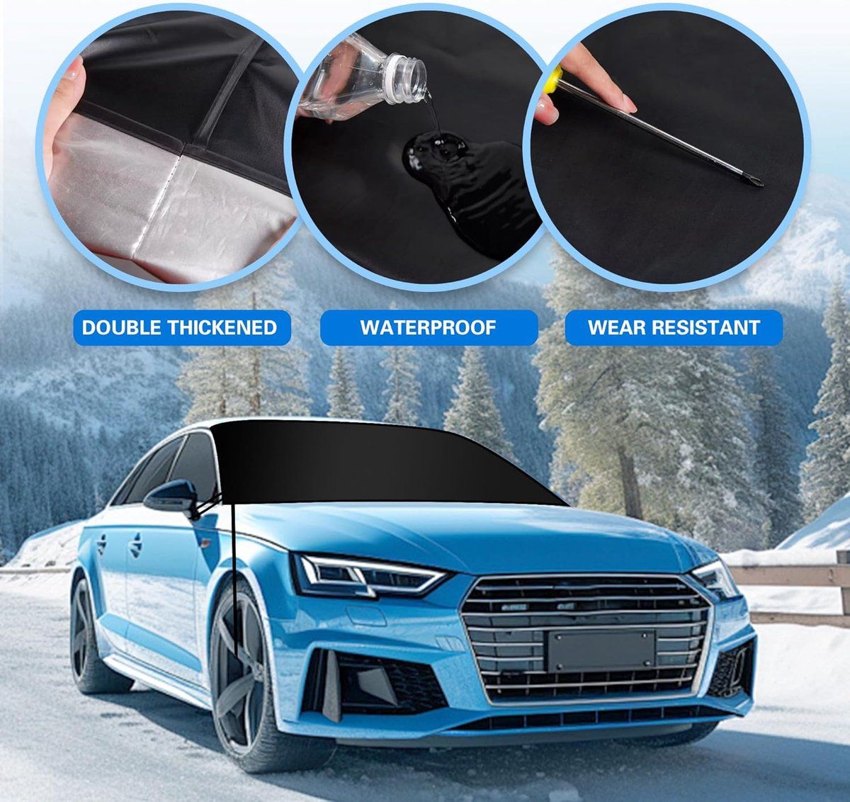 600D Snow Fropcs Windshield Cover 165x108cm windproof Fropcs Protection compatible with Cars SUVs — image 4