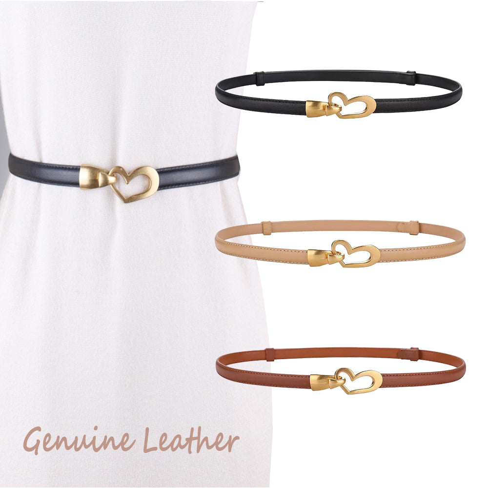 Women's Genuine Leather Thin Adjustable Waist Belt for Dresses Blazers (Brown) โ image 2