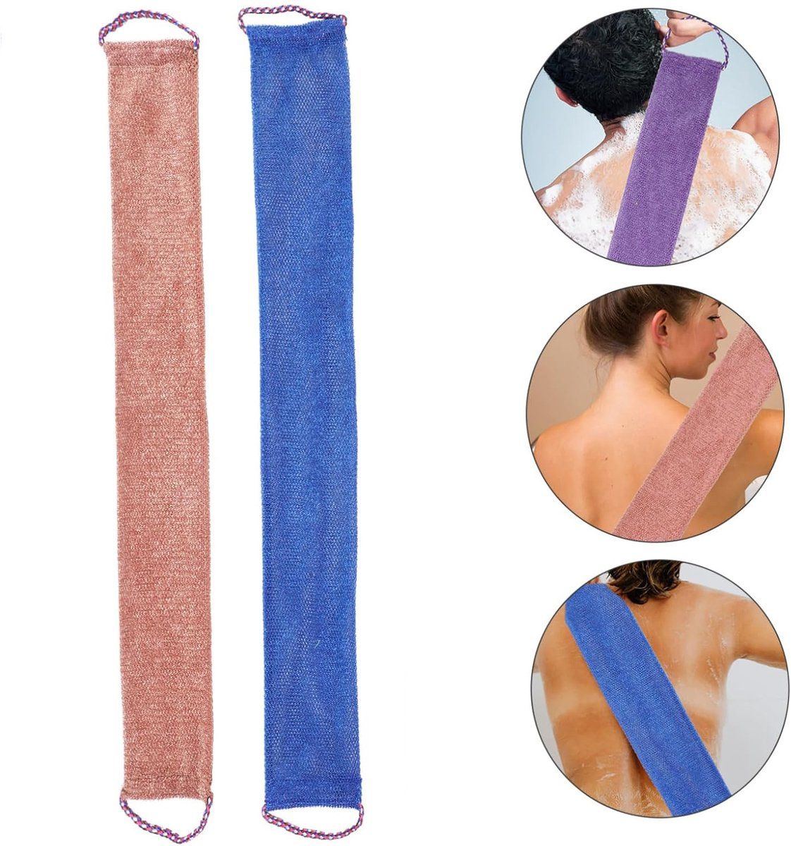 2 Pack African net sponges, African sponge, fast foaming, rough cleaning, lightweight and easy to use, Dark blue, brown, 75 x 14 x 0.5 cm — image 4
