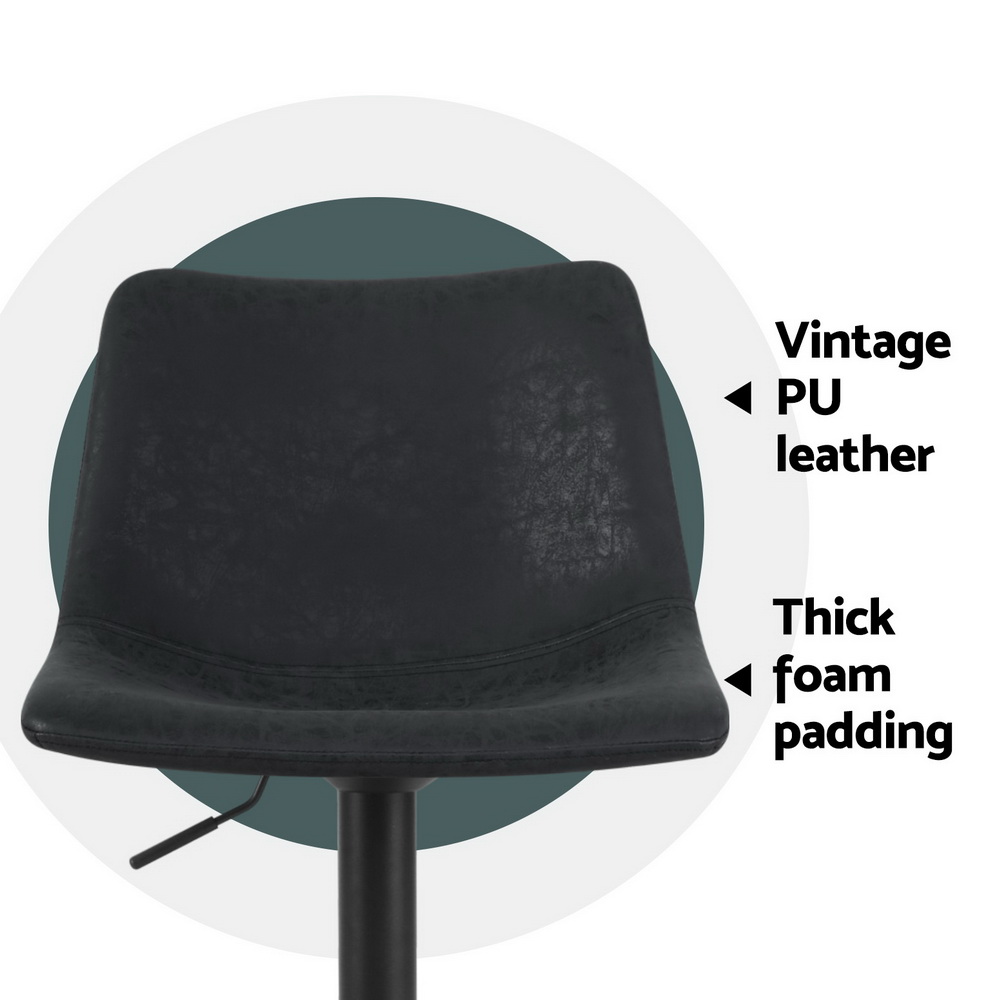 Artiss 4x Bar Stools Vintage Leather Swivel Gas Lift Black — image 5